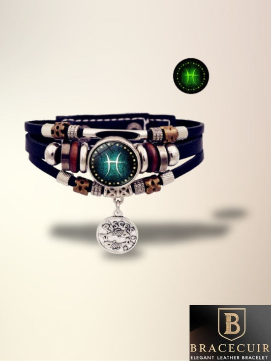 Bracelet cuir <br> signe astrologique