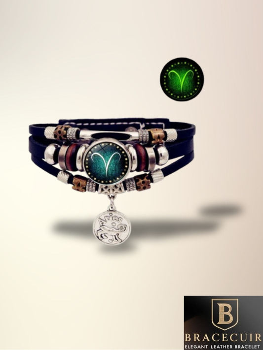 Bracelet cuir <br> signe astrologique