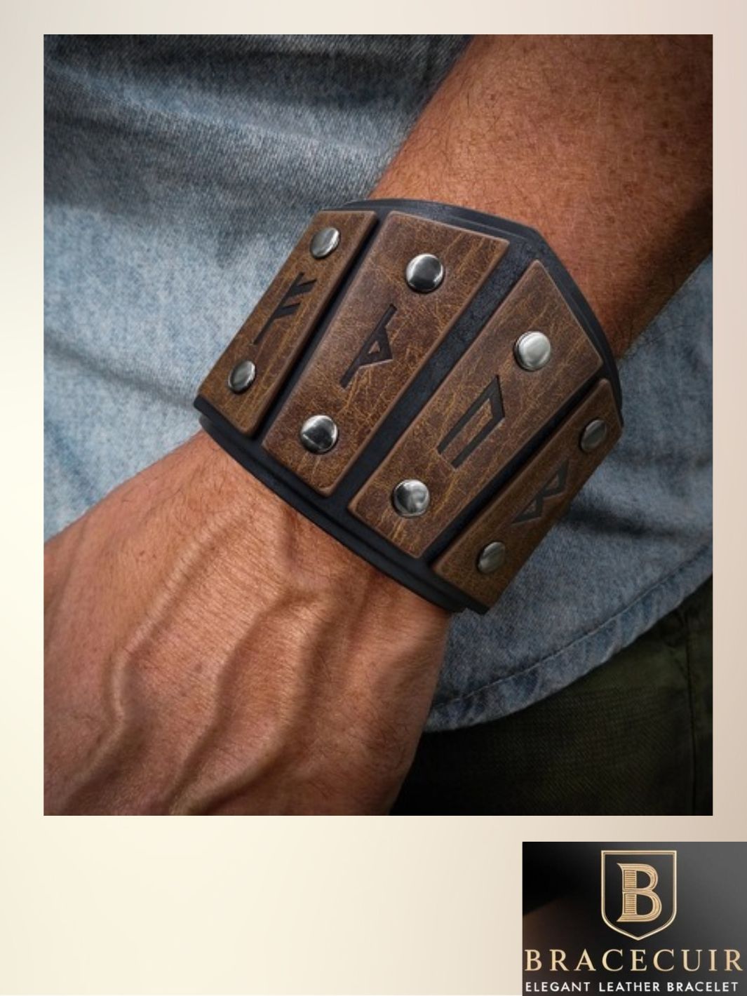 Bracelet cuir <br> de force viking