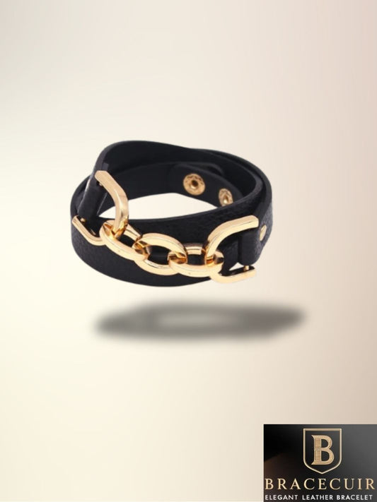 Bracelet cuir double tour luxe