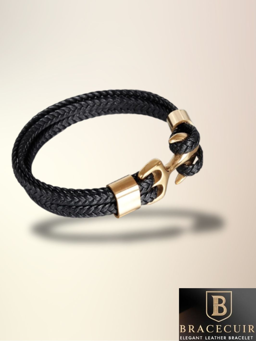 Bracelet cuir <br> double cuir ancre