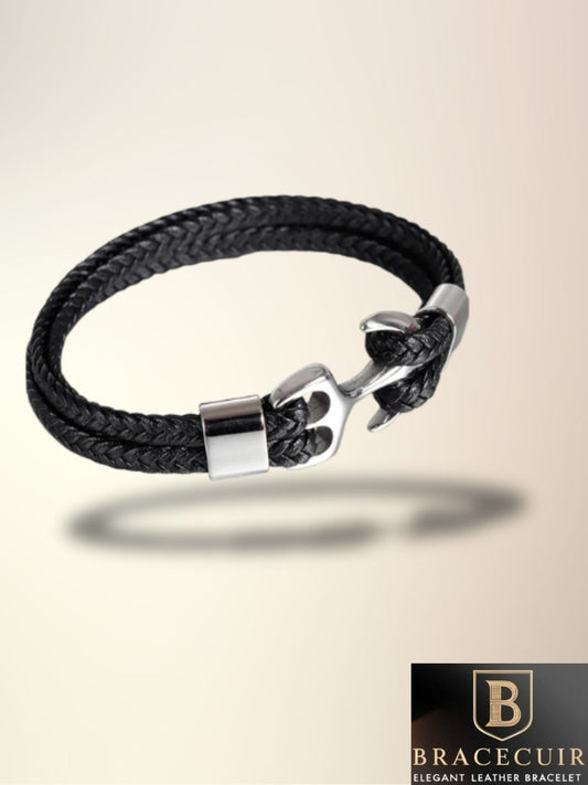 Bracelet cuir <br> double cuir ancre