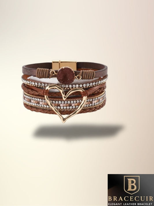 Bracelet cuir <br> manchette love