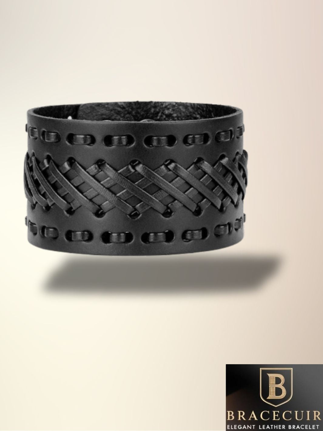 Bracelet cuir <br> tressé manchette style punk