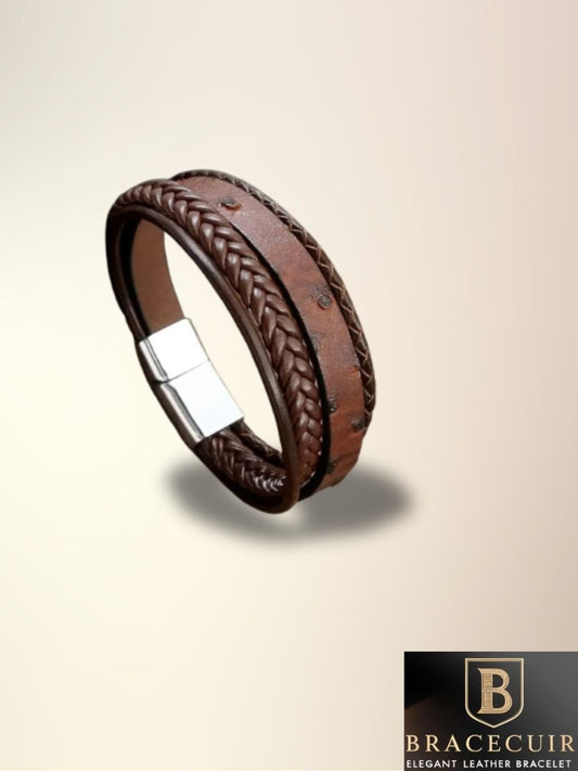 Bracelet cuir <br> tressé