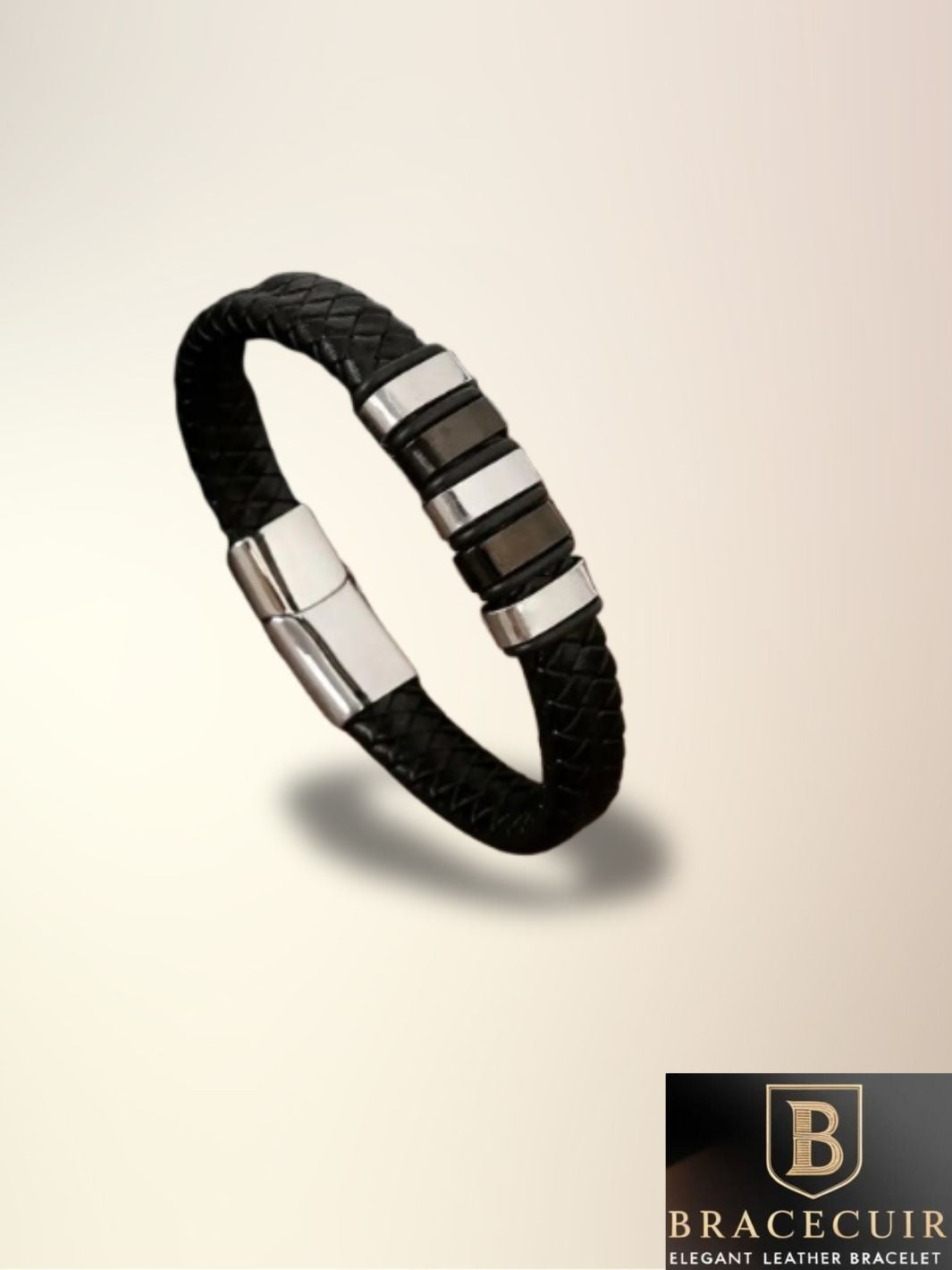 Bracelet cuir <br> tressé double cuir viking