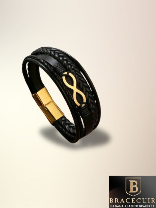 Bracelet cuir <br> tressé infini