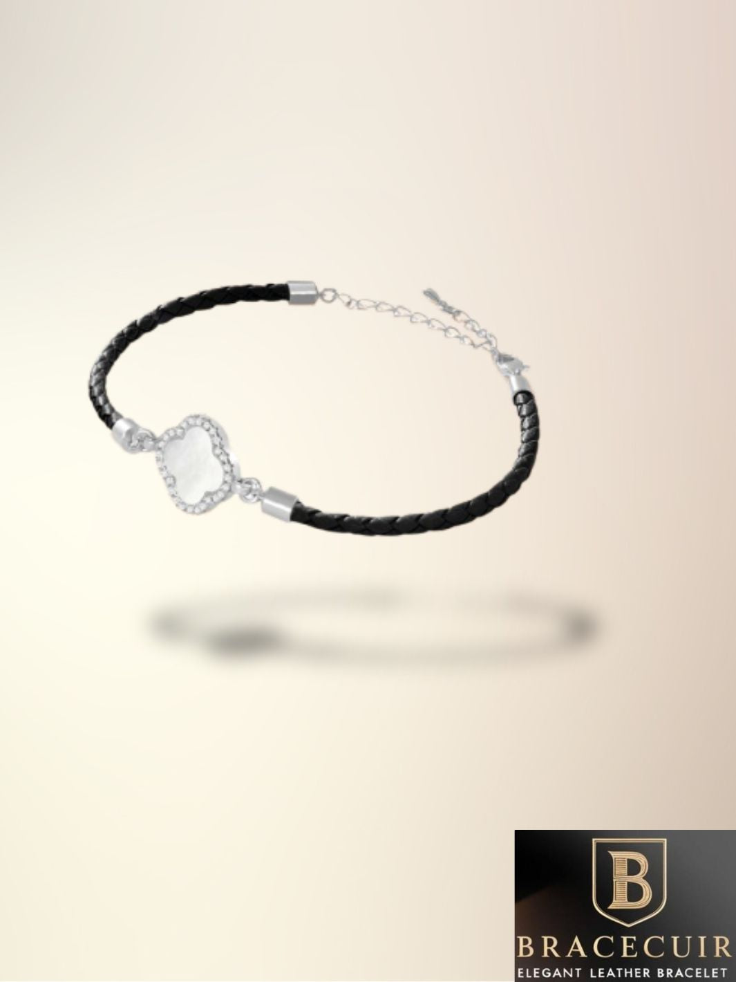 Bracelet cuir <br> tressé acier