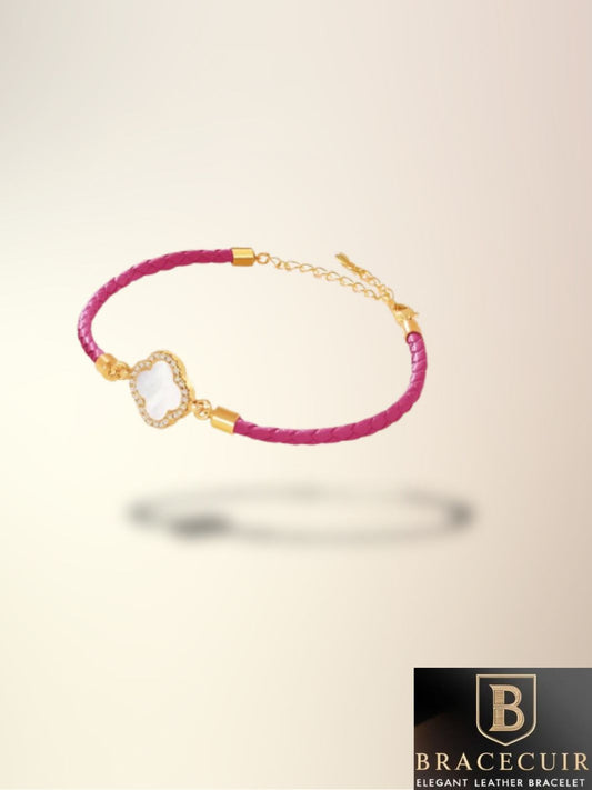 Bracelet cuir <br> tressé acier