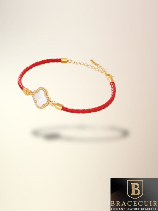 Bracelet cuir <br> tressé acier