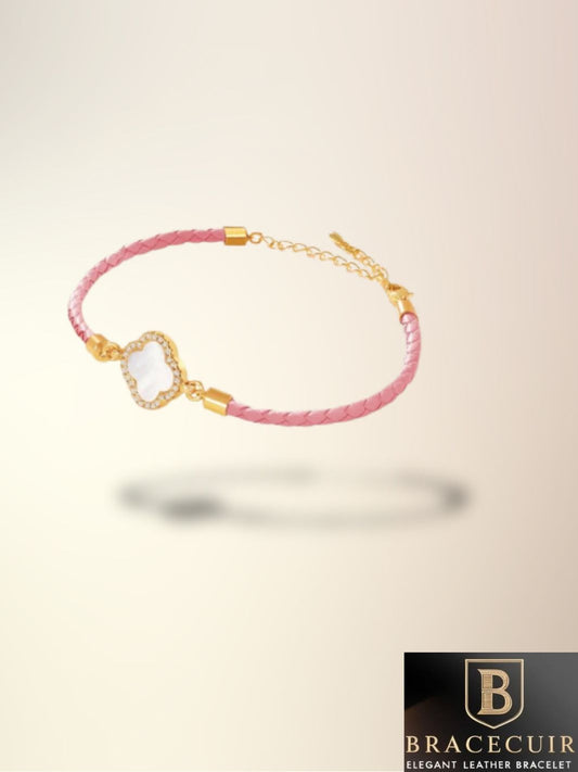 Bracelet cuir <br> tressé acier