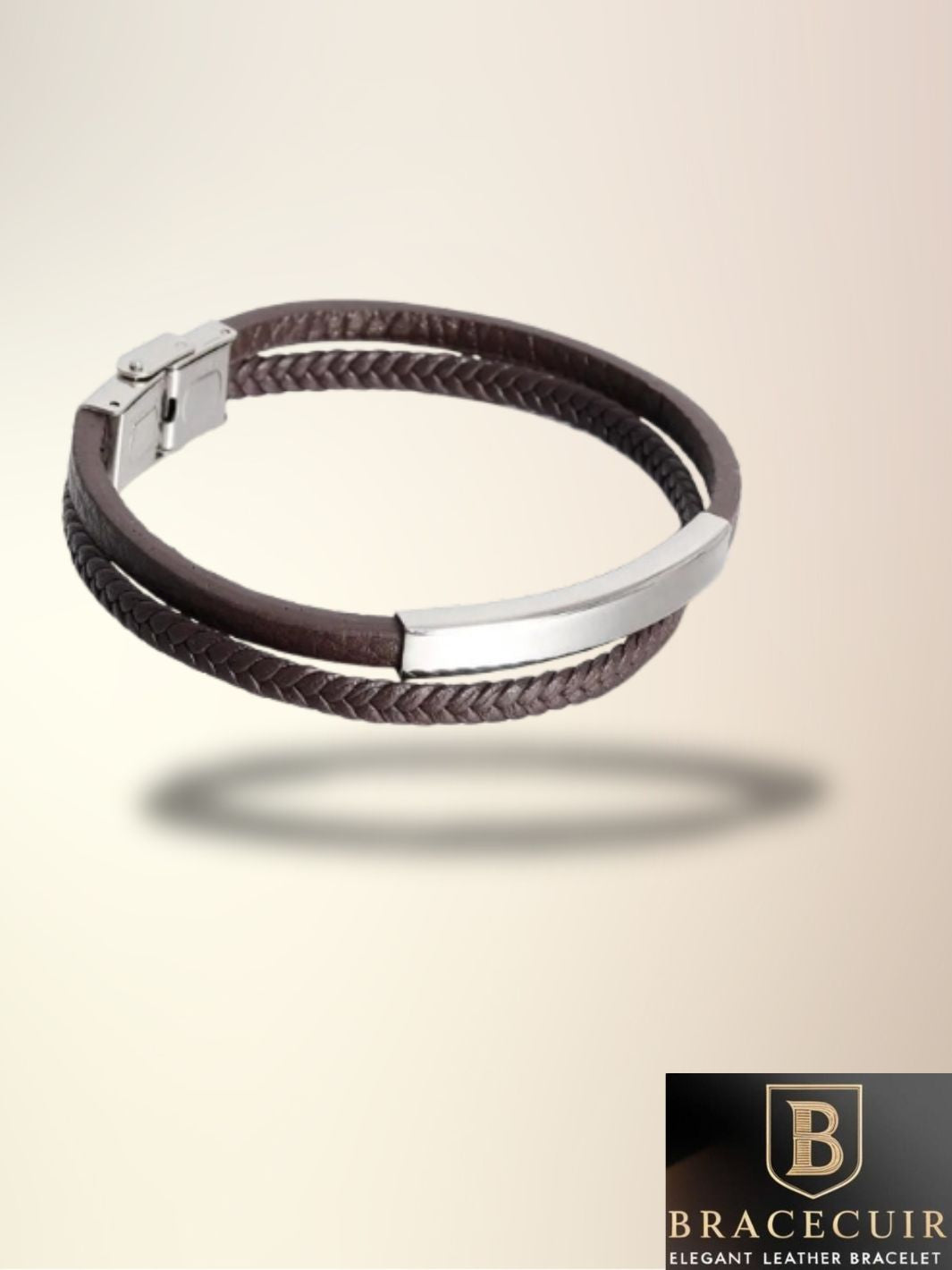 Bracelet cuir<br> tressé acier