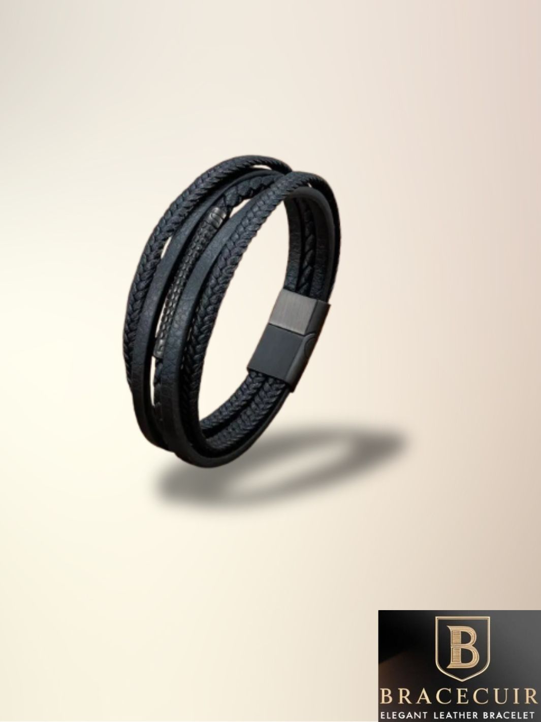 Bracelet cuir <br> tressé double cuir viking