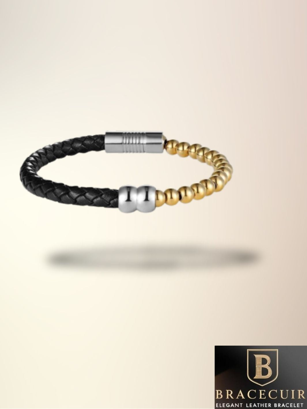 Bracelet cuir <br> tressé pierre