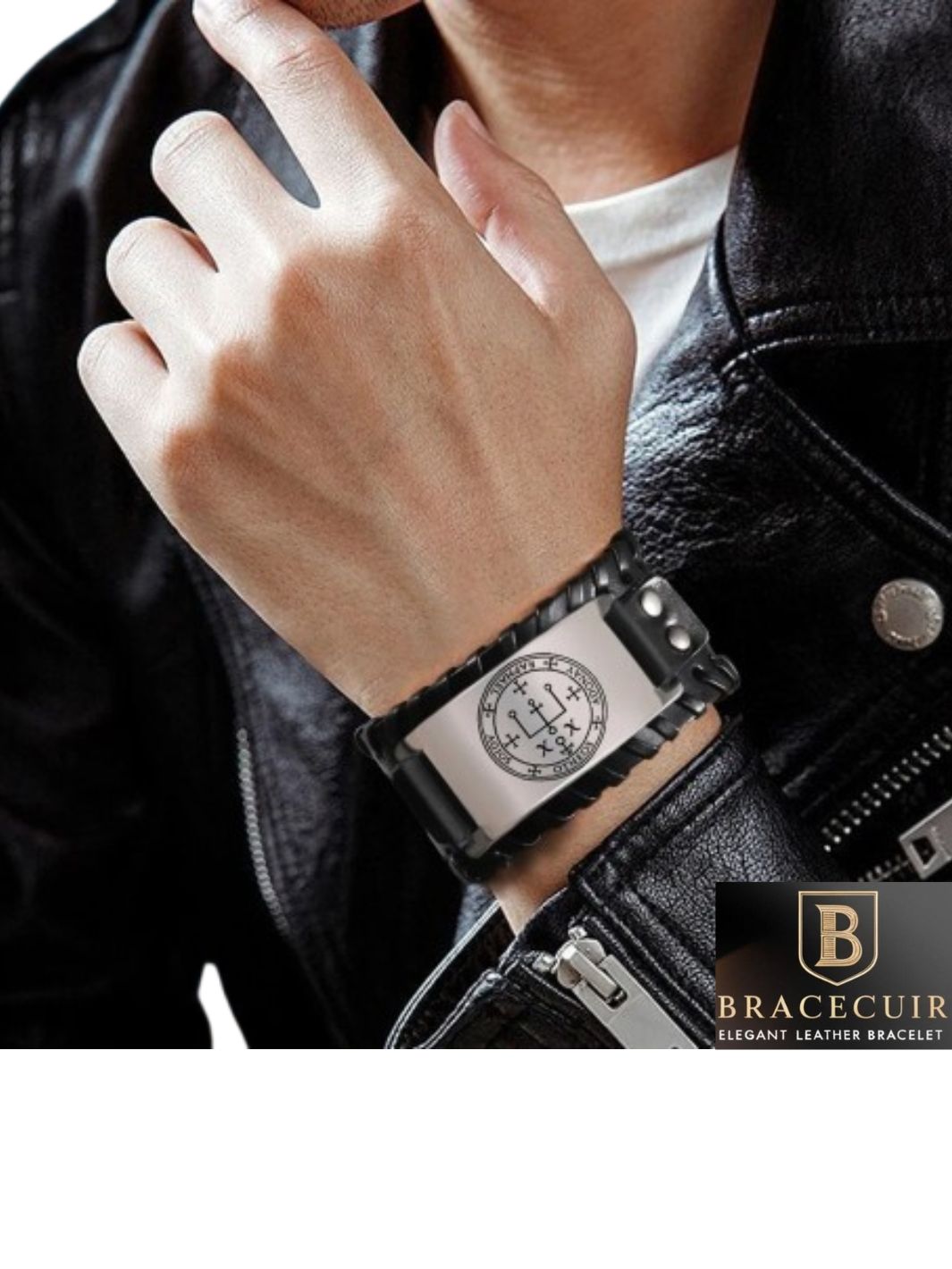 Bracelet cuir <br> manchette talisman